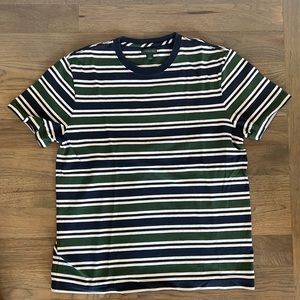 J. Crew Large Striped Blue and Green T-shirt